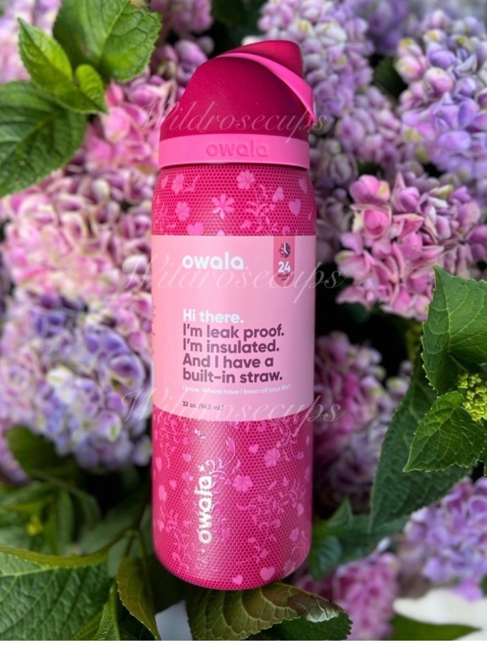Owala Pink Insulated Water Bottle with Built-In Straw